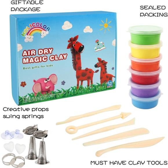 50 Colors Air Dry Clay Magic Modeling Clay w/ Accessories & Tool for 3-12 Yrs - Picture 5 of 6